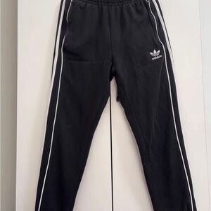 Adidas Kids Black Joggers with White Stripes